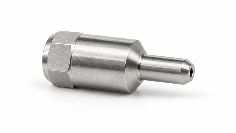 316L stainless steel Swiss-machined precision fluid connector for analytical instruments
