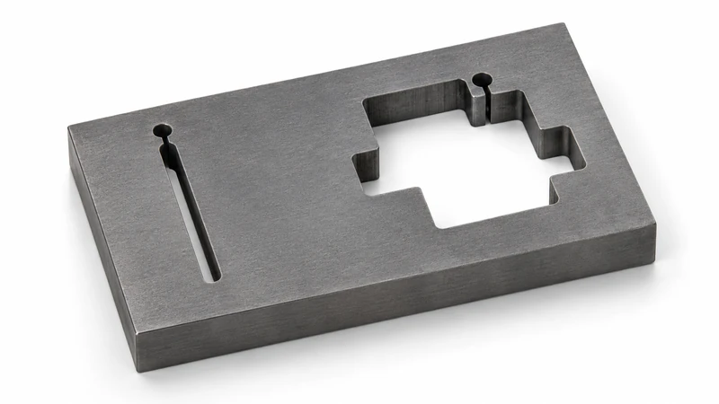 D2 hardened tool steel precision insert produced by Wire EDM with narrow slot and internal profile